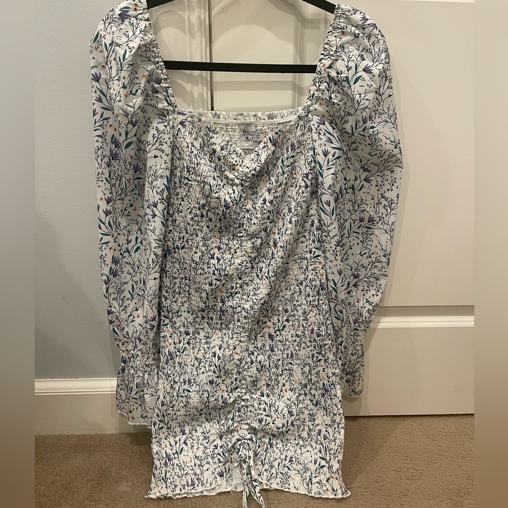 princess polly long sleeve mini dress in floral print